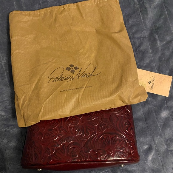 Embossed Red Leather Tote Bag - Picture 2 of 2